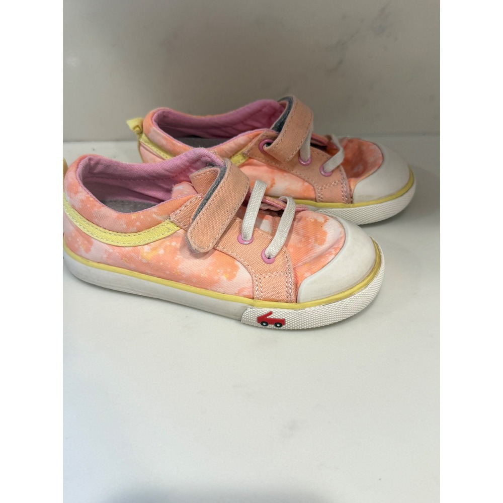 See Kai Run Kids Tie Dye Pink Orange Canvas Sneakers Hook Loop Size 6 Toddler